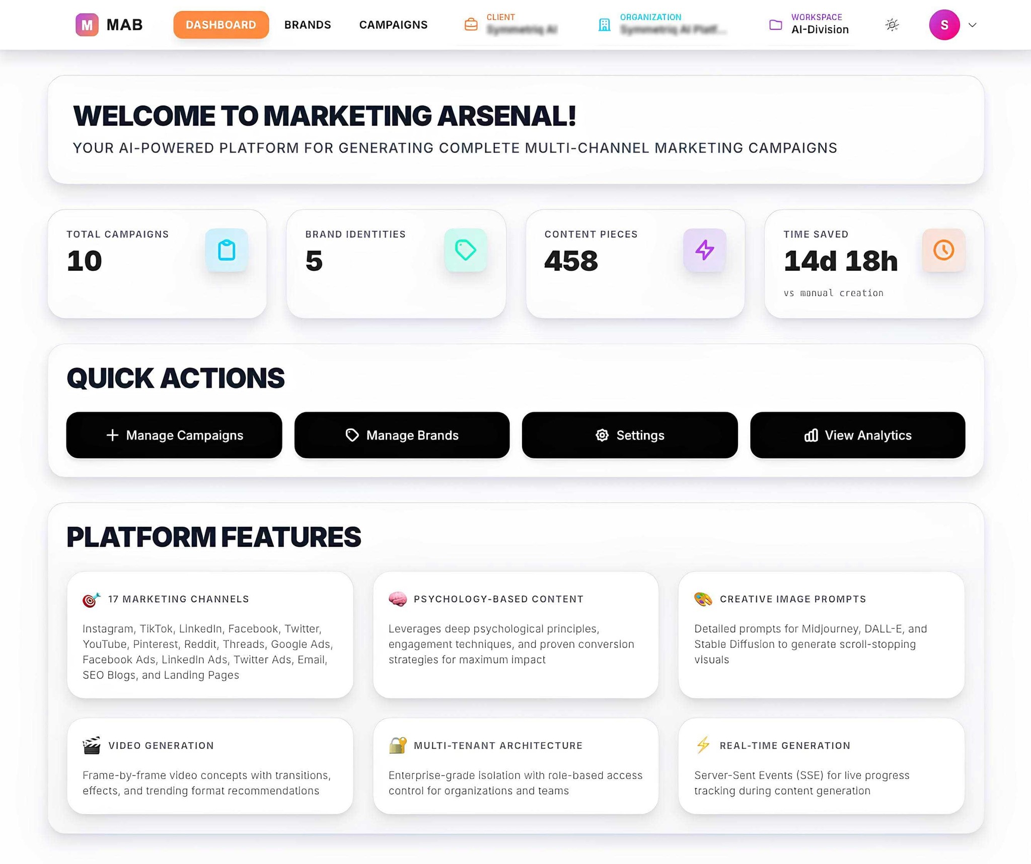 MAB Autonomous Marketing Infrastructure — Light Mode